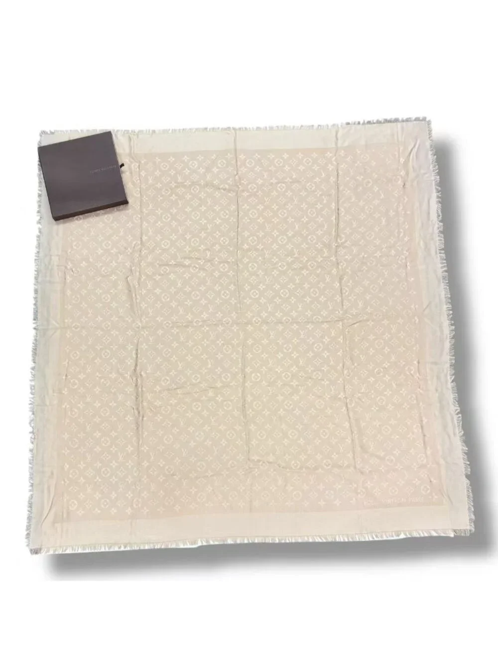 Louis Vuitton Silk Wool Scarf Monogram Beige